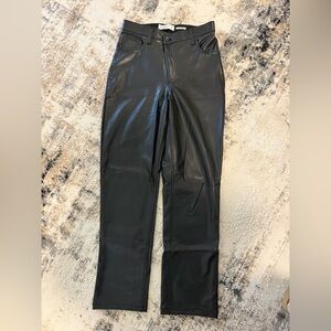 Abercrombie & Fitch Black Faux Leather Slim-Straight Jeans